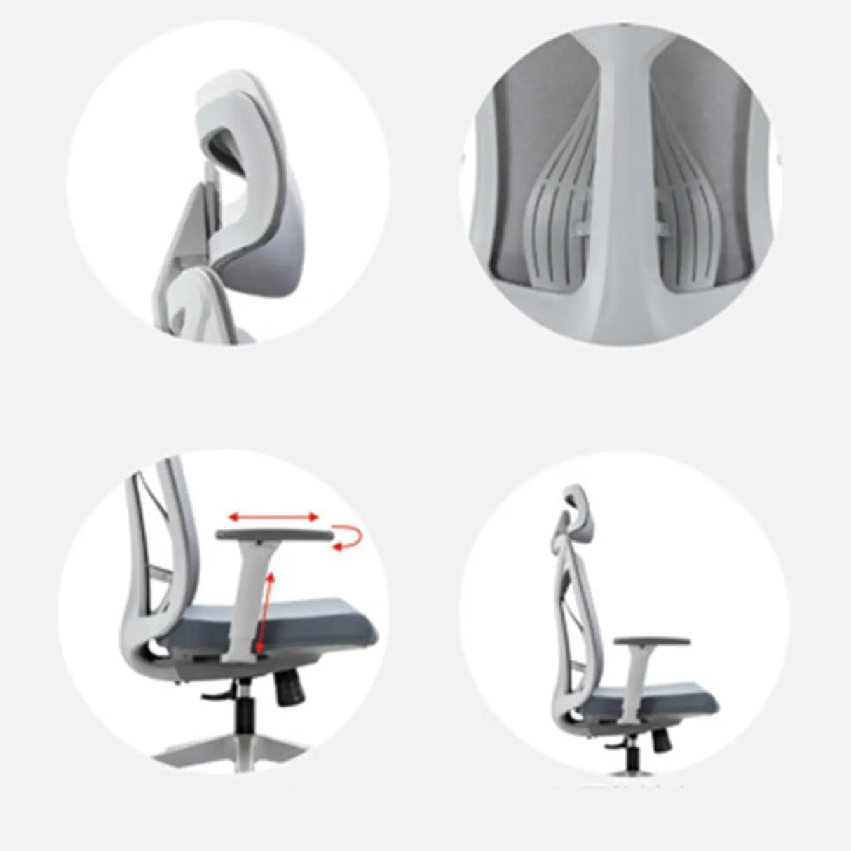 Swivel White Metal Frame Ergonomic Mesh Office Chair Image - 8
