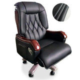 Swivel Wood Frame Ergonomic Leather Office Black Chair Image - 11