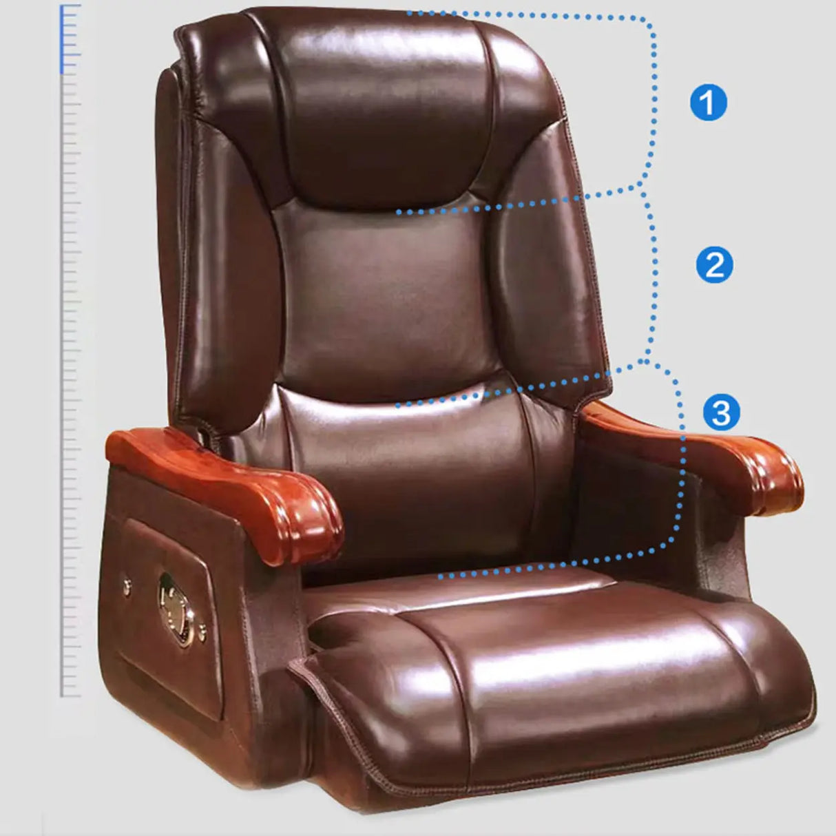 Swivel Wood Frame Ergonomic Leather Office Black Chair Image - 12