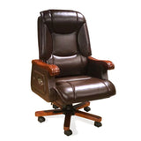 Swivel Wood Frame Ergonomic Leather Office Black Chair Image - 15