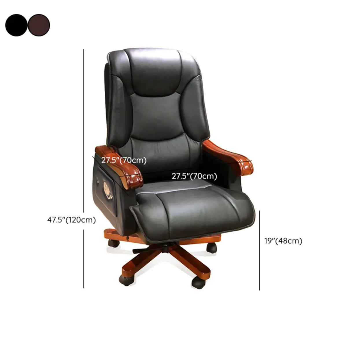 Swivel Wood Frame Ergonomic Leather Office Black Chair 