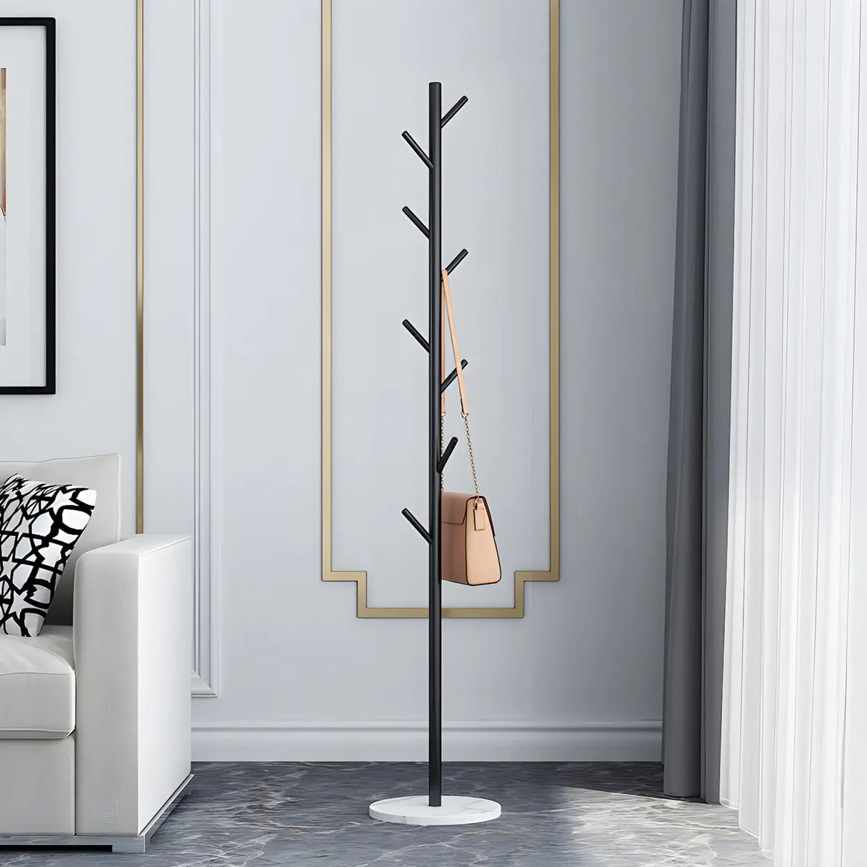 Syilish Gold Metal Tall Freestanding Hall Tree with Hooks Image - 5