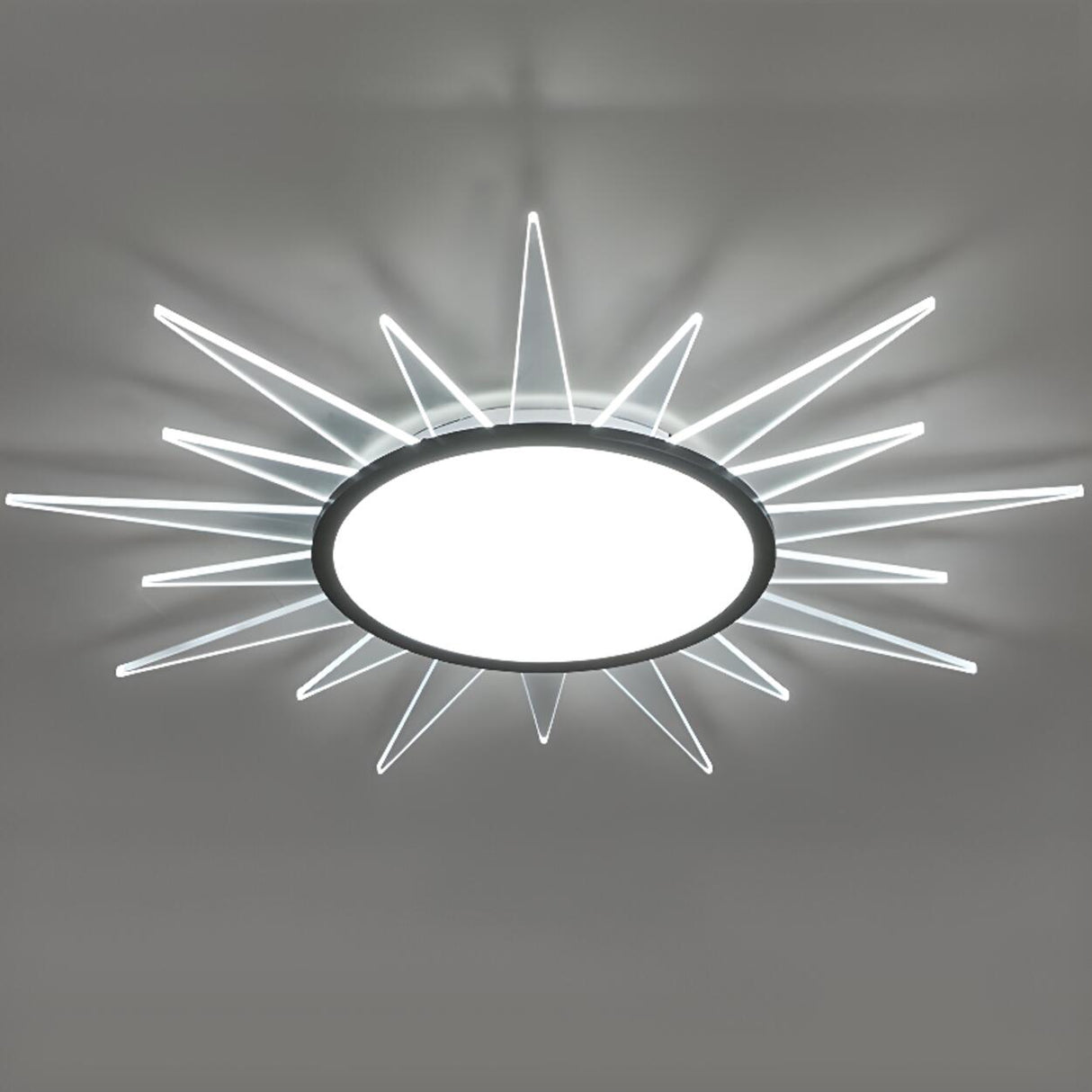 Symmetrical Sunburst LED Flush Mount Light Living Room Image - 10