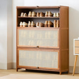 Tall Bamboo Hallway Brown Closed Back Shoe Storage Image - 2