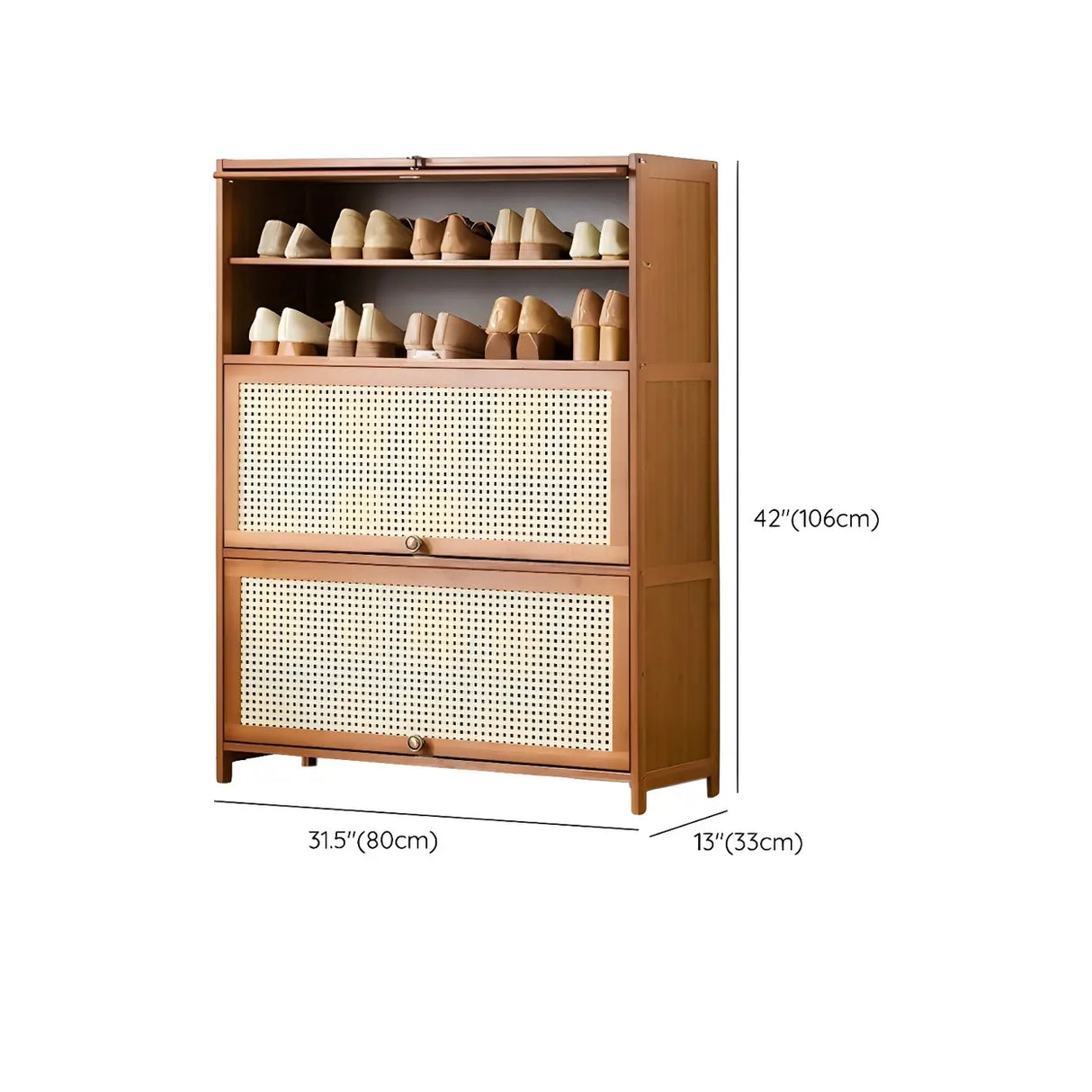 Tall Bamboo Hallway Brown Closed Back Shoe Storage 