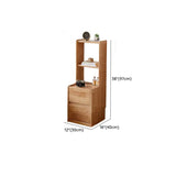 Tall Brown Wood Open Shelf Nightstand with Drawers Image - 14