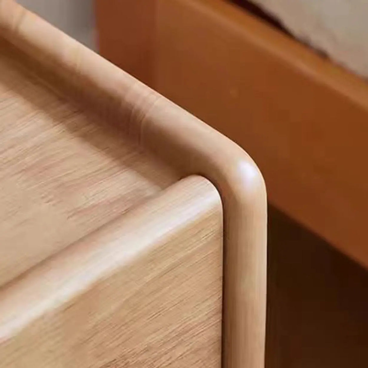 Tall Brown Wood Open Shelf Nightstand with Drawers Image - 6