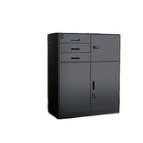 Tall Coffee Steel Vertical Cabinet with Locking Drawers Image - 2