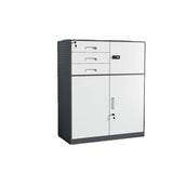 Tall Coffee Steel Vertical Cabinet with Locking Drawers Image - 7