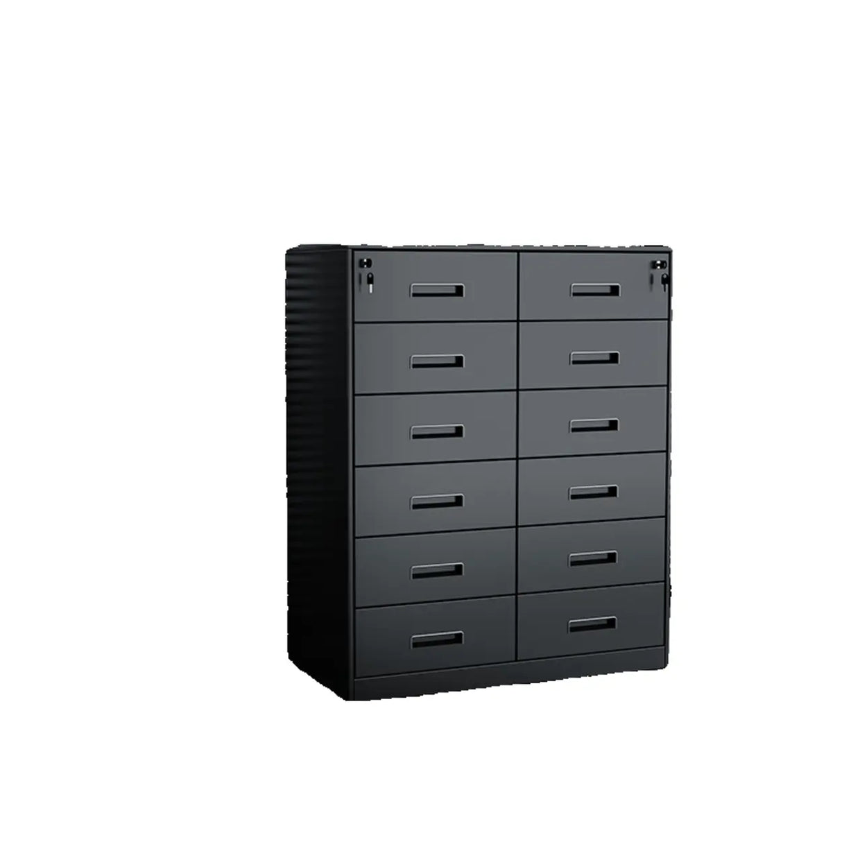 Tall Coffee Steel Vertical Cabinet with Locking Drawers Image - 9