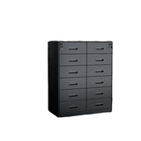 Tall Coffee Steel Vertical Cabinet with Locking Drawers Image - 9