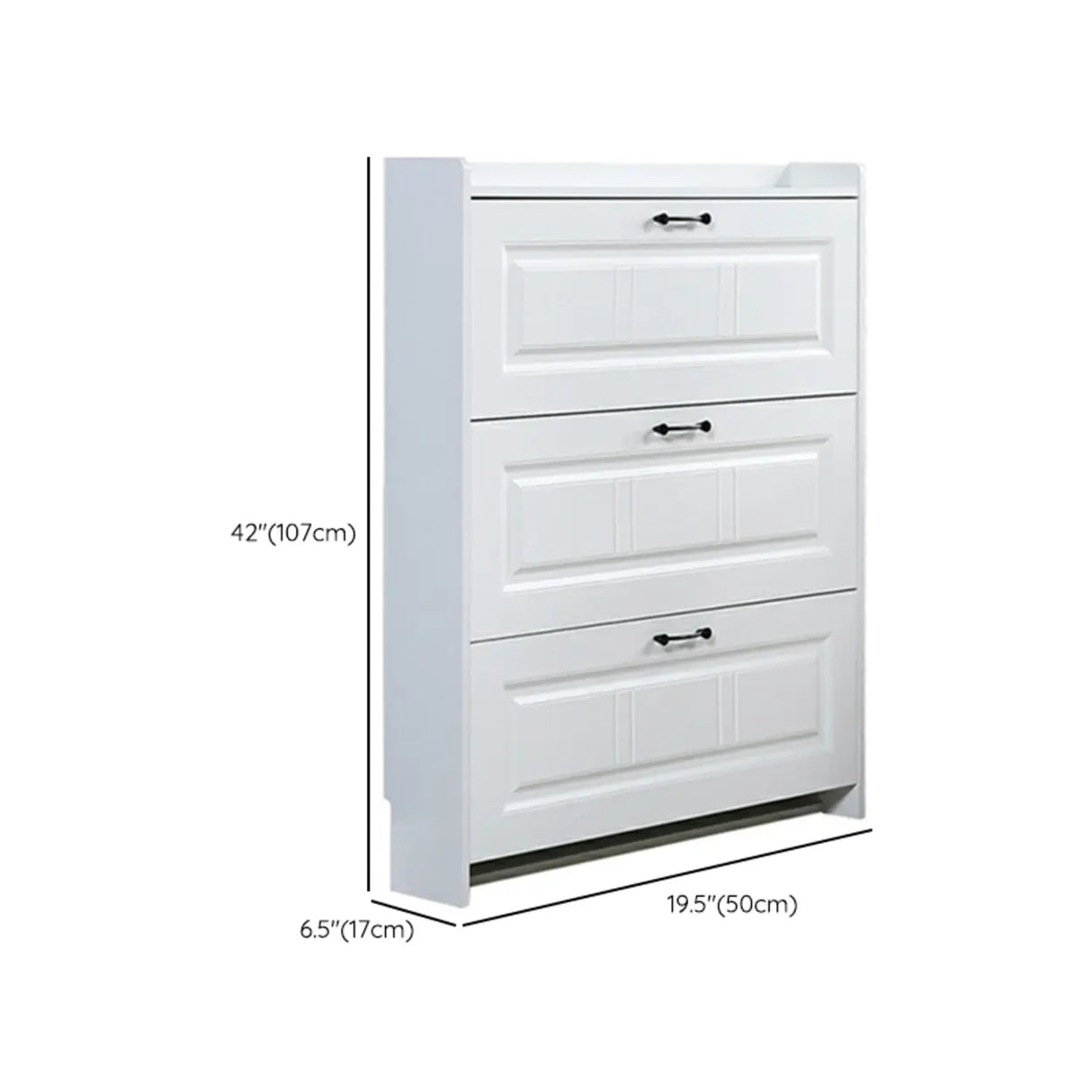 Tall Hallway White Large Capacity Drop Front Shoe Storage Image - 11