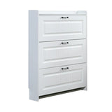 Tall Hallway White Large Capacity Drop Front Shoe Storage Image - 5