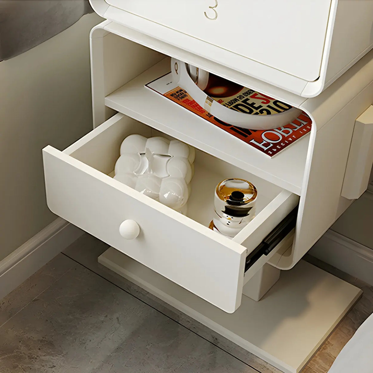 Tall Height Wood Open Storage Nightstand for Kids Image - 12
