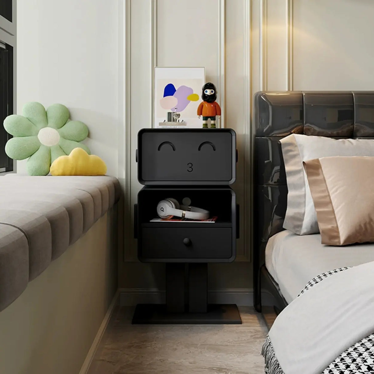 Tall Height Wood Open Storage Nightstand for Kids Image - 7