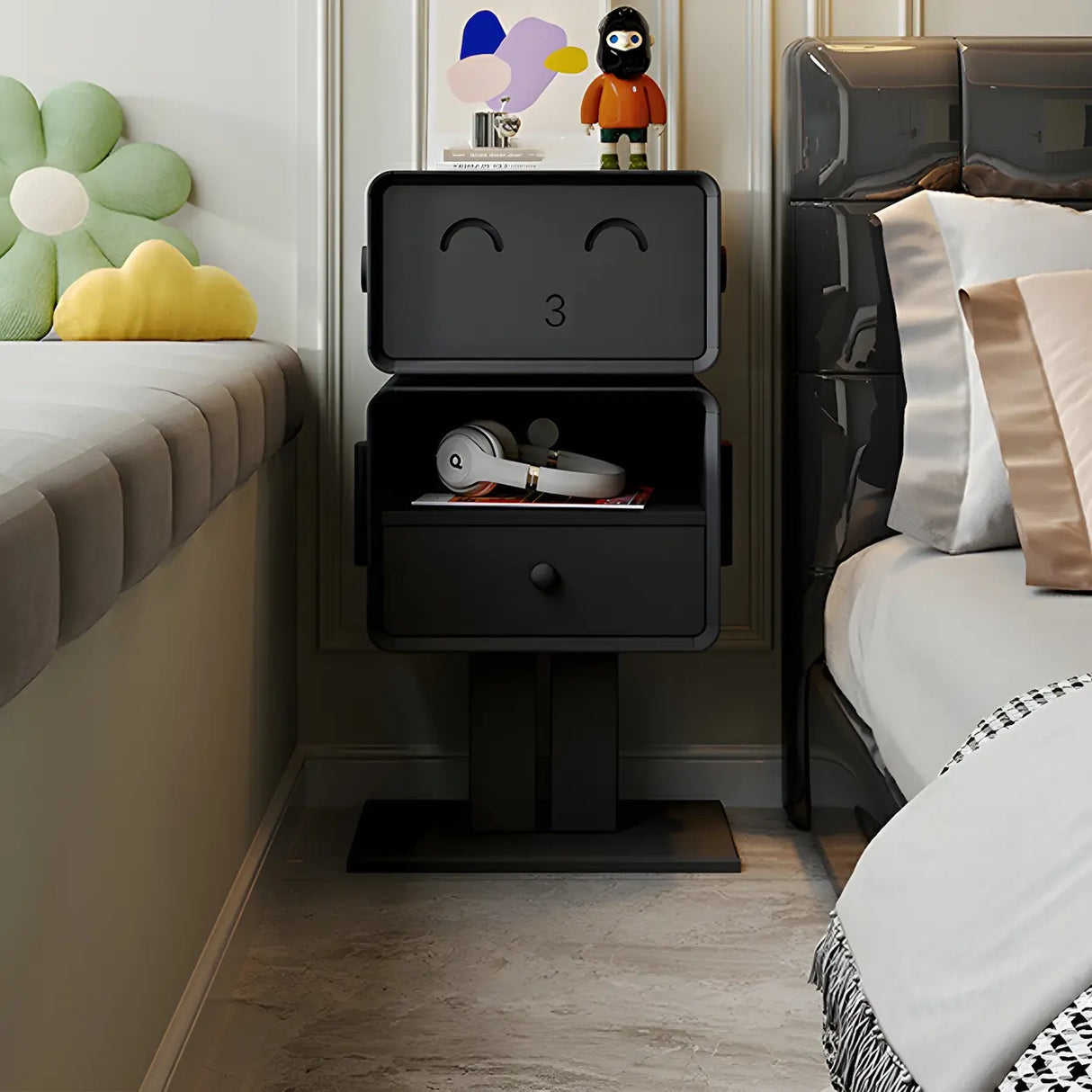 Tall Height Wood Open Storage Nightstand for Kids Image - 8