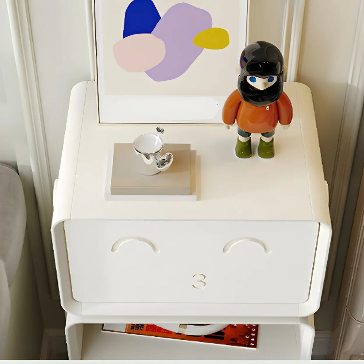 Tall Height Wood Open Storage Nightstand for Kids Image - 9