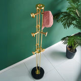 Tall Metal Gold-Black Freestanding Hooks Coat Rack Image - 6