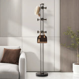 Tall Metal Gold-Black Freestanding Hooks Coat Rack Image - 7
