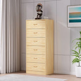 Tall Natural Finish Wood Vertical Five Drawers Chest Image - 9