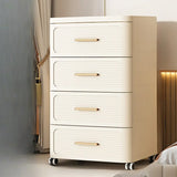 Tall Off-White Plastic Storage Drawers Chest with Casters Image - 17