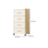 Tall Off-White Plastic Storage Drawers Chest with Casters Image - 30