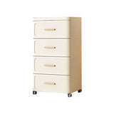 Tall Off-White Plastic Storage Drawers Chest with Casters Image - 9