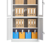 Tall Steel Vertical White Filing Cabinet with Key Lock Image - 6