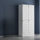 Tall Steel Vertical White Filing Cabinet with Key Lock Image - 7