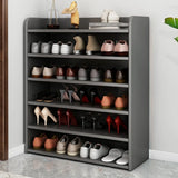 Tall Wood Free Standing Natural Closed Back Large Shoe Rack Image - 10