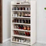Tall Wood Free Standing Natural Closed Back Large Shoe Rack Image - 17