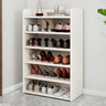 Tall Wood Free Standing Natural Closed Back Large Shoe Rack Image - 21
