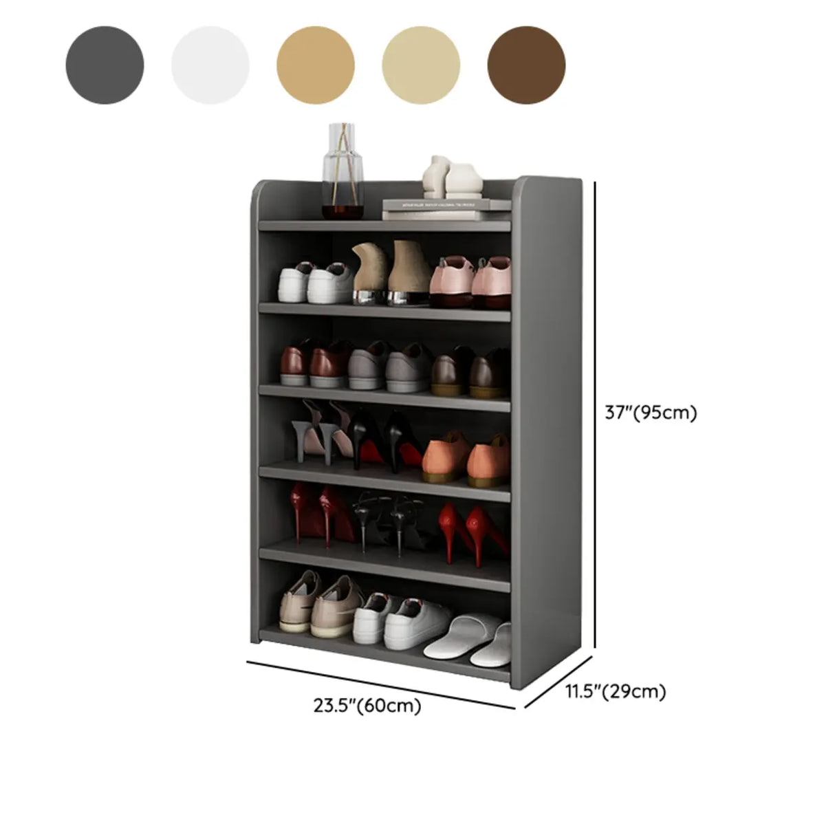 Tall Wood Free Standing Natural Closed Back Large Shoe Rack 