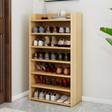Tall Wood Free Standing Natural Closed Back Large Shoe Rack Image - 8