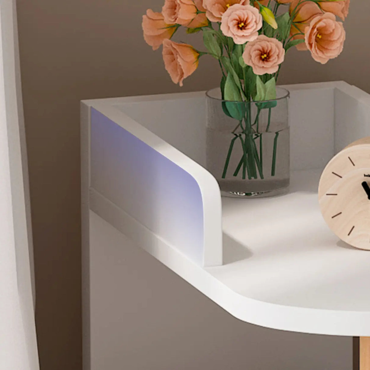 Tall Wood Multi-Layer Shelves Open Storage Nightstand Image - 10