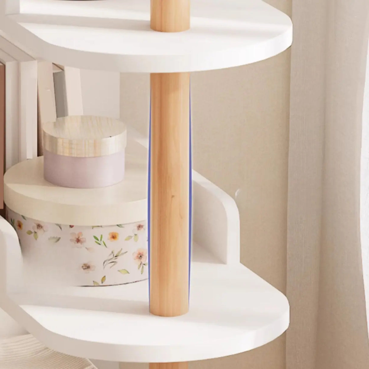 Tall Wood Multi-Layer Shelves Open Storage Nightstand Image - 14