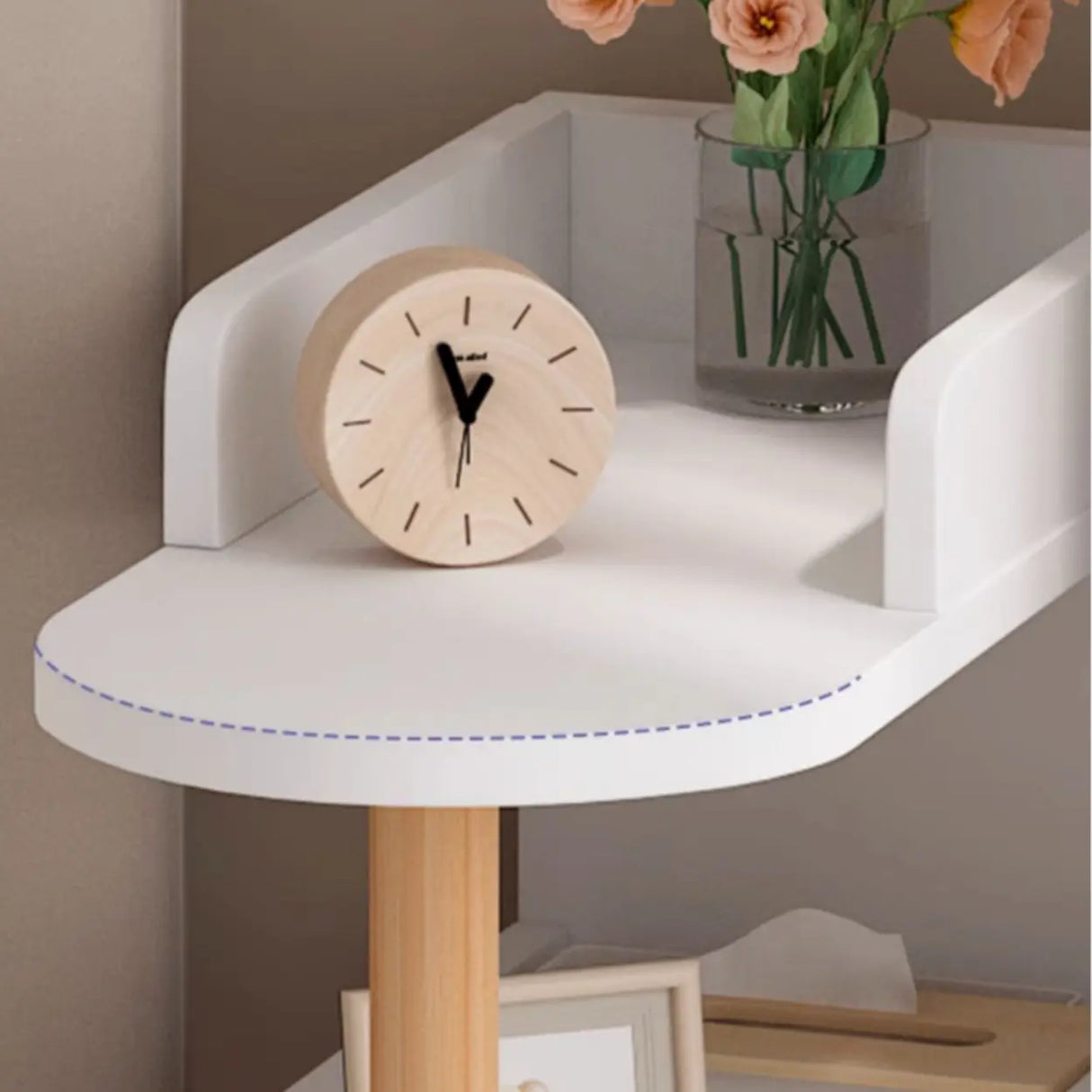 Tall Wood Multi-Layer Shelves Open Storage Nightstand Image - 16