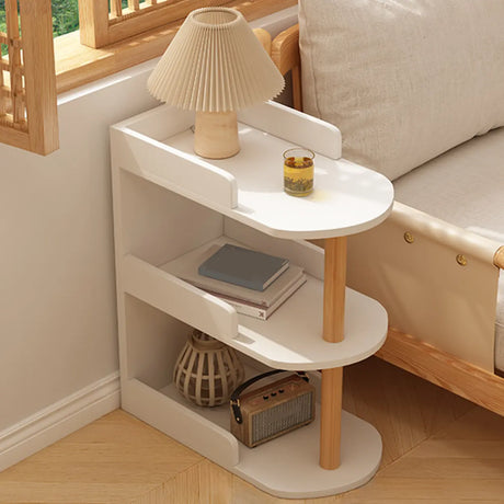 Tall Wood Multi-Layer Shelves Open Storage Nightstand Image - 2