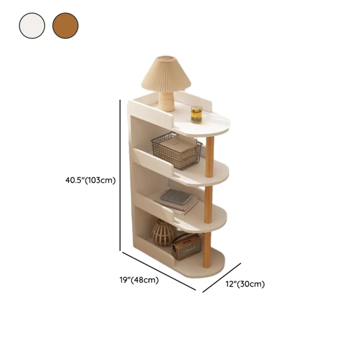 Tall Wood Multi-Layer Shelves Open Storage Nightstand Image - 20