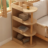 Tall Wood Multi-Layer Shelves Open Storage Nightstand Image - 7
