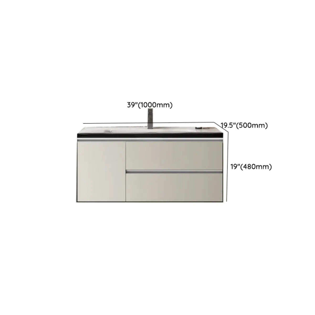 Tan Sink MDF Bathoom Vanity with Storage and Mirror 