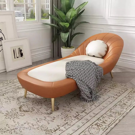 Tan Solid Color Reclining Leather Relax Right-Arm Chaise Image - 1