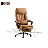 Tan Swivel Reclining Calfskin Office Chair with Footrest #size