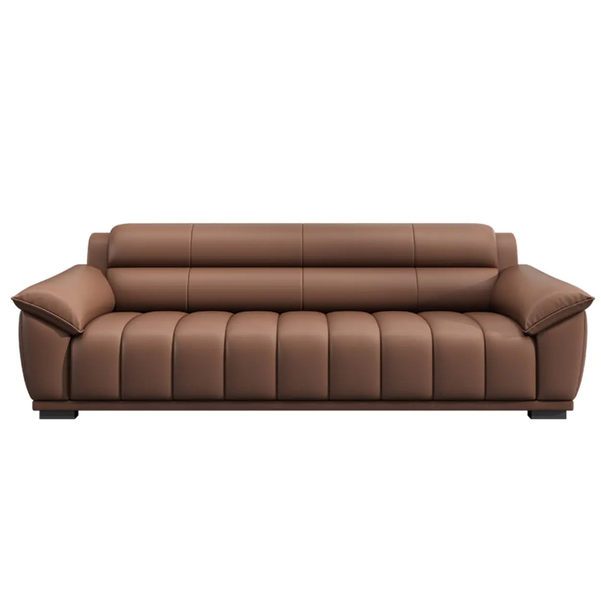 Tan Waterproof Faux Leather Upholstered Back Sofa Image - 10