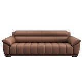 Tan Waterproof Faux Leather Upholstered Back Sofa Image - 10