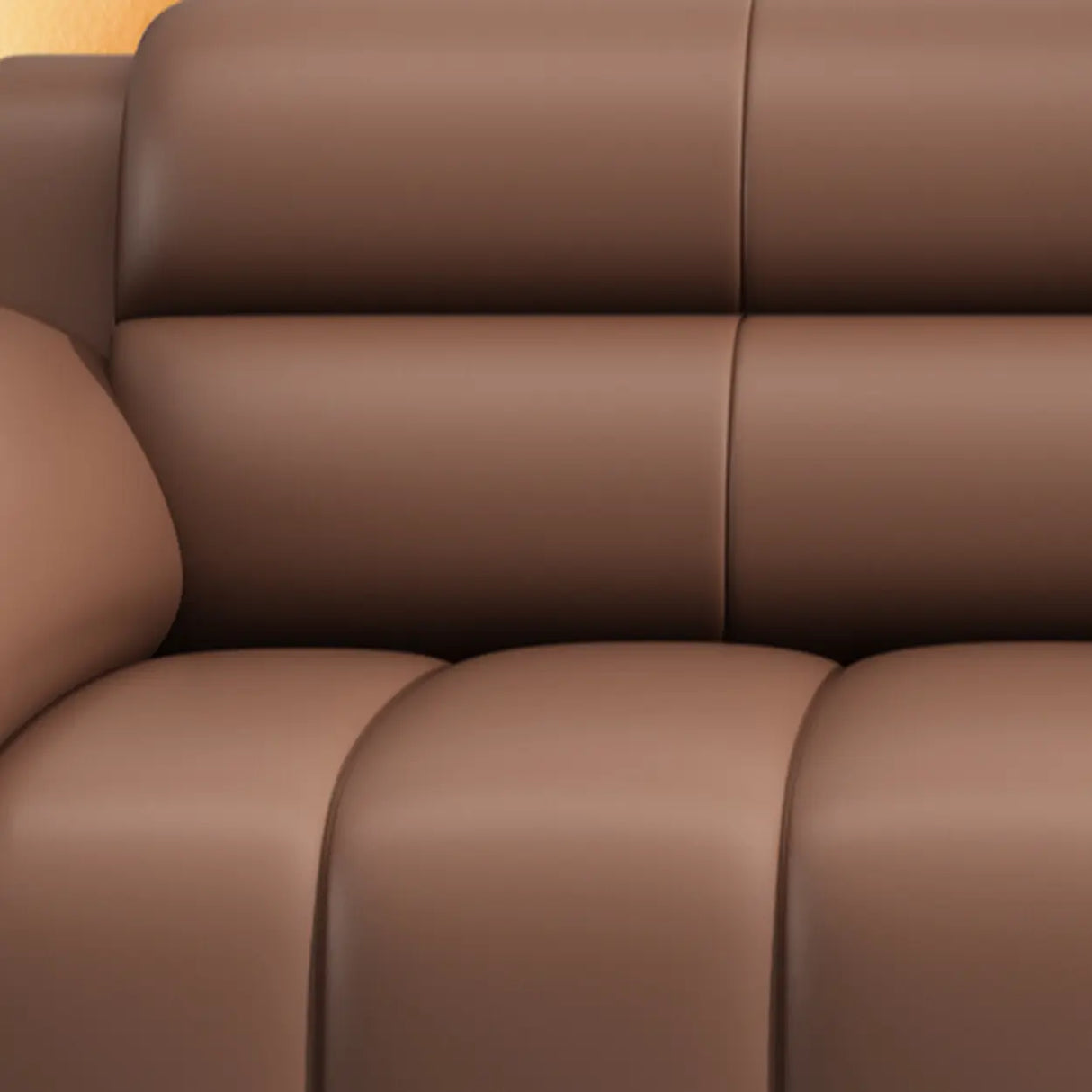 Tan Waterproof Faux Leather Upholstered Back Sofa Image - 12
