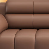 Tan Waterproof Faux Leather Upholstered Back Sofa Image - 12
