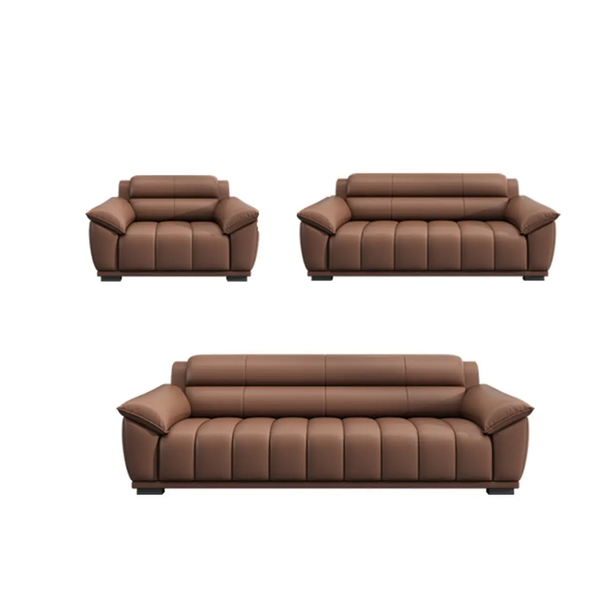 Tan Waterproof Faux Leather Upholstered Back Sofa Image - 13