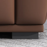 Tan Waterproof Faux Leather Upholstered Back Sofa Image - 15