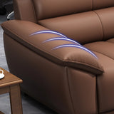 Tan Waterproof Faux Leather Upholstered Back Sofa Image - 16